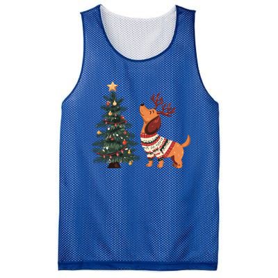 Cute Dachshund Decorate Christmas Tree Merry Xmas Dog Lover Gift Mesh Reversible Basketball Jersey Tank