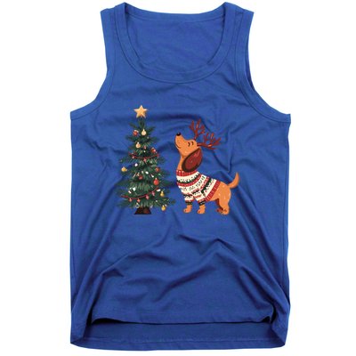 Cute Dachshund Decorate Christmas Tree Merry Xmas Dog Lover Gift Tank Top