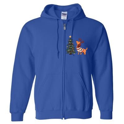 Cute Dachshund Decorate Christmas Tree Merry Xmas Dog Lover Gift Full Zip Hoodie