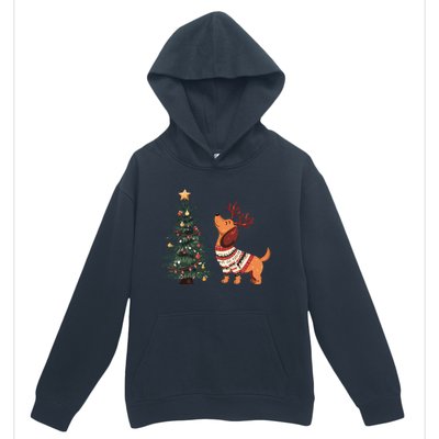 Cute Dachshund Decorate Christmas Tree Merry Xmas Dog Lover Gift Urban Pullover Hoodie