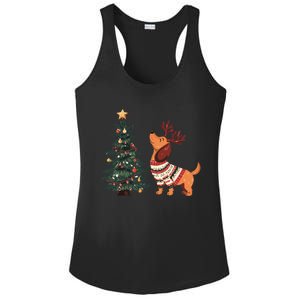 Cute Dachshund Decorate Christmas Tree Merry Xmas Dog Lover Gift Ladies PosiCharge Competitor Racerback Tank