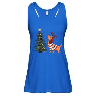 Cute Dachshund Decorate Christmas Tree Merry Xmas Dog Lover Gift Ladies Essential Flowy Tank