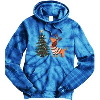 Cute Dachshund Decorate Christmas Tree Merry Xmas Dog Lover Gift Tie Dye Hoodie