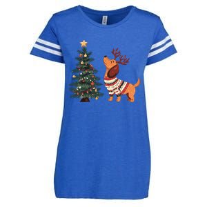 Cute Dachshund Decorate Christmas Tree Merry Xmas Dog Lover Gift Enza Ladies Jersey Football T-Shirt