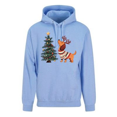 Cute Dachshund Decorate Christmas Tree Merry Xmas Dog Lover Gift Unisex Surf Hoodie