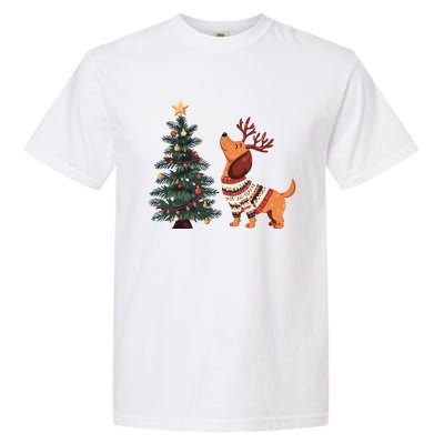 Cute Dachshund Decorate Christmas Tree Merry Xmas Dog Lover Gift Garment-Dyed Heavyweight T-Shirt