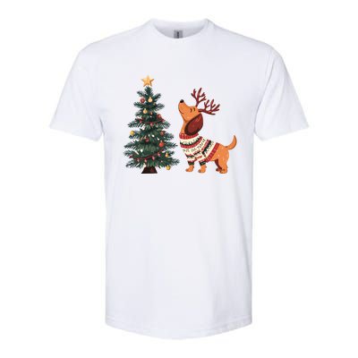 Cute Dachshund Decorate Christmas Tree Merry Xmas Dog Lover Gift Softstyle CVC T-Shirt