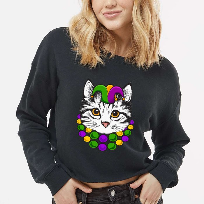 Cat Dad Daddy Funny Retro Cat Dad Father's Day Cropped Pullover Crew