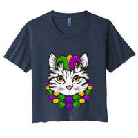 Cat Dad Daddy Funny Retro Cat Dad Father's Day Women's Crop Top Tee