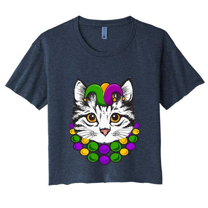 Cat Dad Daddy Funny Retro Cat Dad Father's Day Women's Crop Top Tee