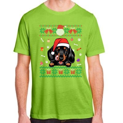 Cute Dachshund Dog Ugly Christmas Santa Hat Xmas Funny Gift Adult ChromaSoft Performance T-Shirt