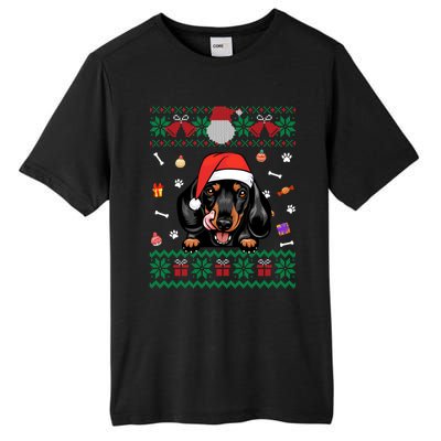 Cute Dachshund Dog Ugly Christmas Santa Hat Xmas Funny Gift Tall Fusion ChromaSoft Performance T-Shirt