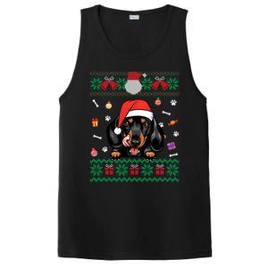 Cute Dachshund Dog Ugly Christmas Santa Hat Xmas Funny Gift PosiCharge Competitor Tank