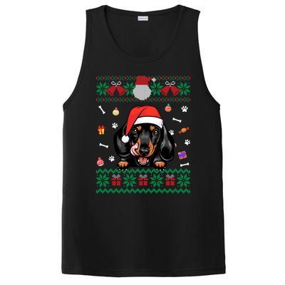 Cute Dachshund Dog Ugly Christmas Santa Hat Xmas Funny Gift PosiCharge Competitor Tank