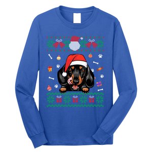 Cute Dachshund Dog Ugly Christmas Santa Hat Xmas Funny Gift Long Sleeve Shirt