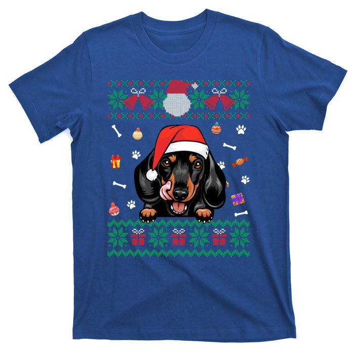 Cute Dachshund Dog Ugly Christmas Santa Hat Xmas Funny Gift T-Shirt