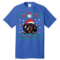 Cute Dachshund Dog Ugly Christmas Santa Hat Xmas Funny Gift Tall T-Shirt