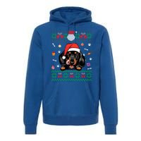 Cute Dachshund Dog Ugly Christmas Santa Hat Xmas Funny Gift Premium Hoodie