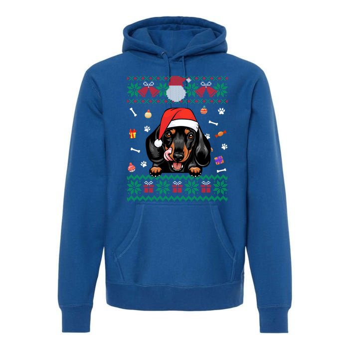 Cute Dachshund Dog Ugly Christmas Santa Hat Xmas Funny Gift Premium Hoodie