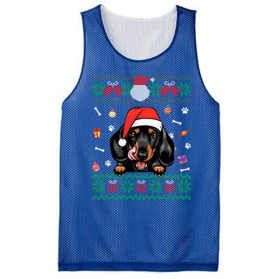 Cute Dachshund Dog Ugly Christmas Santa Hat Xmas Funny Gift Mesh Reversible Basketball Jersey Tank