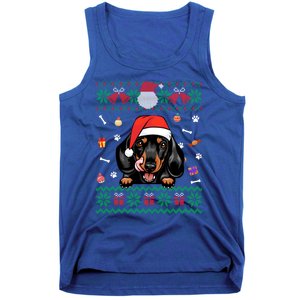 Cute Dachshund Dog Ugly Christmas Santa Hat Xmas Funny Gift Tank Top