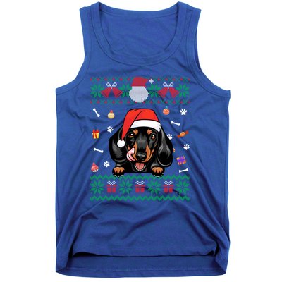 Cute Dachshund Dog Ugly Christmas Santa Hat Xmas Funny Gift Tank Top