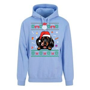 Cute Dachshund Dog Ugly Christmas Santa Hat Xmas Funny Gift Unisex Surf Hoodie