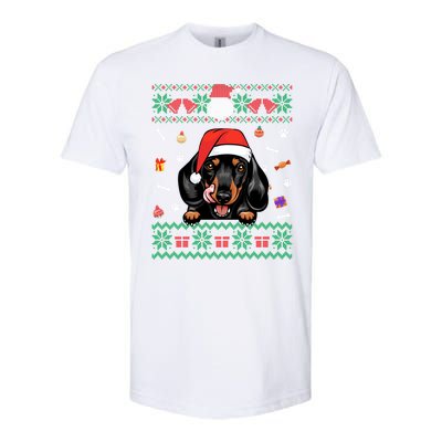 Cute Dachshund Dog Ugly Christmas Santa Hat Xmas Funny Gift Softstyle CVC T-Shirt