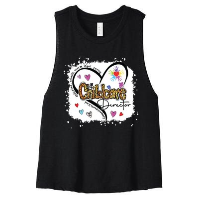 Childcare Director Daycare Provider School Teacher Bleached Women's Racerback Cropped Tank