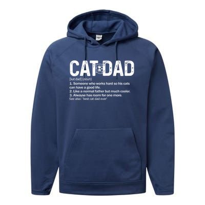 Cat Dad Definition Like Normal Only Cooler Best Father Cute Gift Performance Fleece Hoodie