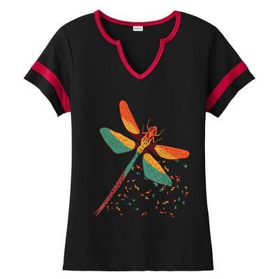 Cool Dragonfly Design For Insect Dragonfly Lovers Ladies Halftime Notch Neck Tee