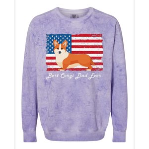 Corgi Dog Dad Ever American Flag Dog Lover Gift Colorblast Crewneck Sweatshirt