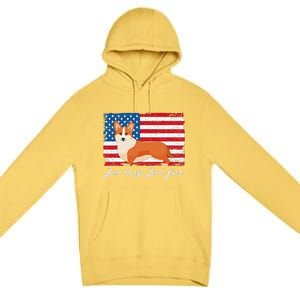 Corgi Dog Dad Ever American Flag Dog Lover Gift Premium Pullover Hoodie