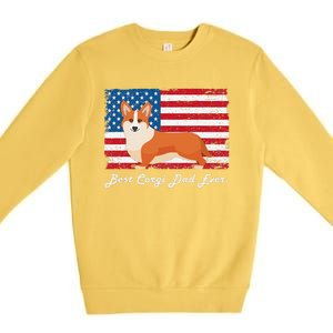 Corgi Dog Dad Ever American Flag Dog Lover Gift Premium Crewneck Sweatshirt