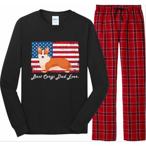 Corgi Dog Dad Ever American Flag Dog Lover Gift Long Sleeve Pajama Set