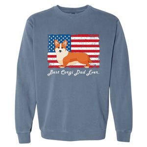 Corgi Dog Dad Ever American Flag Dog Lover Gift Garment-Dyed Sweatshirt