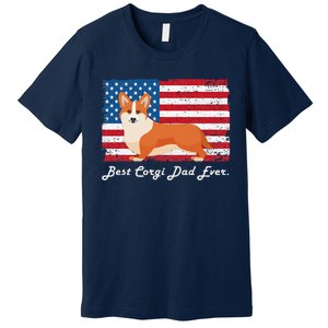 Corgi Dog Dad Ever American Flag Dog Lover Gift Premium T-Shirt