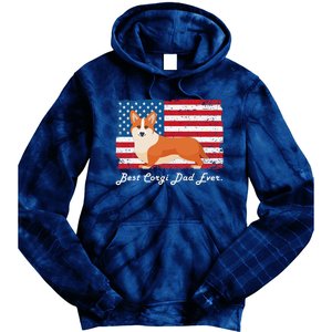 Corgi Dog Dad Ever American Flag Dog Lover Gift Tie Dye Hoodie