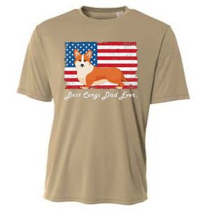 Corgi Dog Dad Ever American Flag Dog Lover Gift Cooling Performance Crew T-Shirt