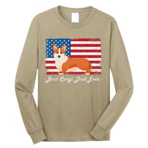 Corgi Dog Dad Ever American Flag Dog Lover Gift Long Sleeve Shirt