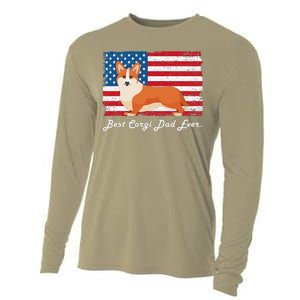 Corgi Dog Dad Ever American Flag Dog Lover Gift Cooling Performance Long Sleeve Crew