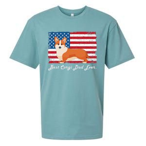 Corgi Dog Dad Ever American Flag Dog Lover Gift Sueded Cloud Jersey T-Shirt