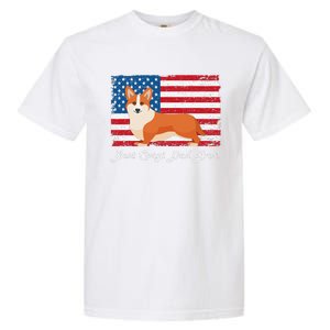 Corgi Dog Dad Ever American Flag Dog Lover Gift Garment-Dyed Heavyweight T-Shirt