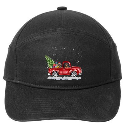 Christmas Dachshund Dogs Ride Red Truck Costumer 7-Panel Snapback Hat
