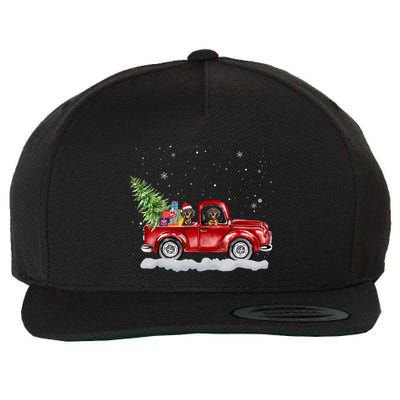 Christmas Dachshund Dogs Ride Red Truck Costumer Wool Snapback Cap