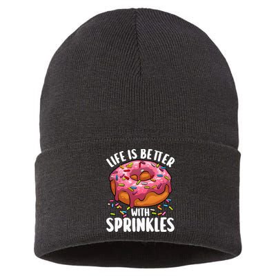 Cool Donut Design For Doughnut Donut Lover Sustainable Knit Beanie