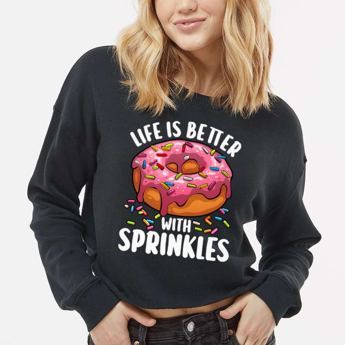 Cool Donut Design For Doughnut Donut Lover Cropped Pullover Crew