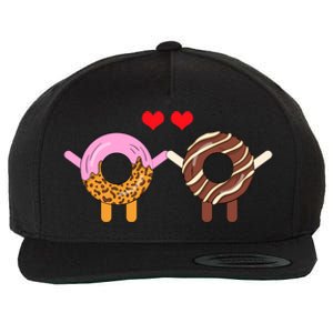 Cute Doughnut Donut Pair Valentines Day Hearts Day Feb 14 Gift Wool Snapback Cap