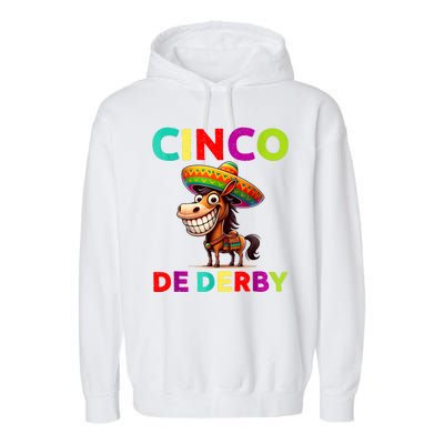 Cinco De Derby Derby Party Funny Horse Racing Sombrero Garment-Dyed Fleece Hoodie