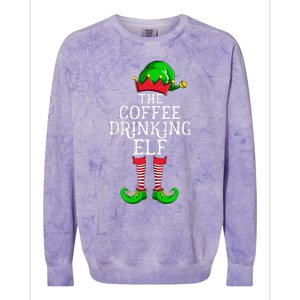 Coffee Drinking Elf Family Matching Group Christmas Colorblast Crewneck Sweatshirt